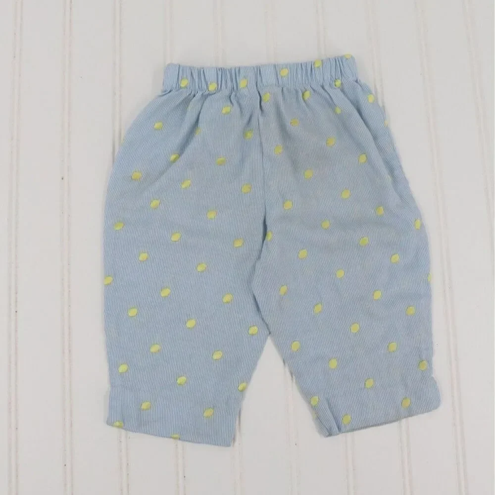 VTG Peaches and Cream Toddler Girls Set Blue Yellow Polka Dots Size 2T